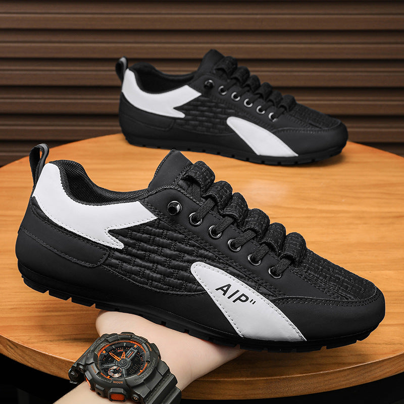 Men's Woven Low-Top Sneaker with Lightly Treaded Sole and Panel Details Mune Fashion
