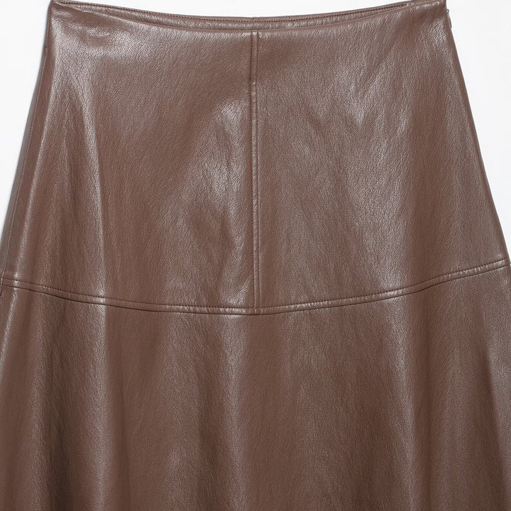 Women's High Waist A-Line Skirt made of Faux Leather with Flared Silhouette Mune Fashion