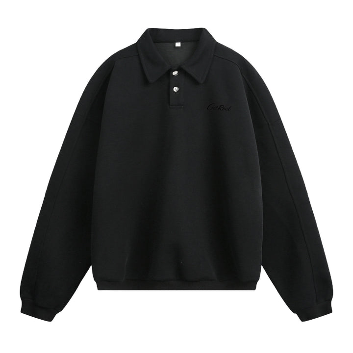 Unisex Oversize Polo collar sweatshirt with half button placket and raglan sleeves Mune Fashion