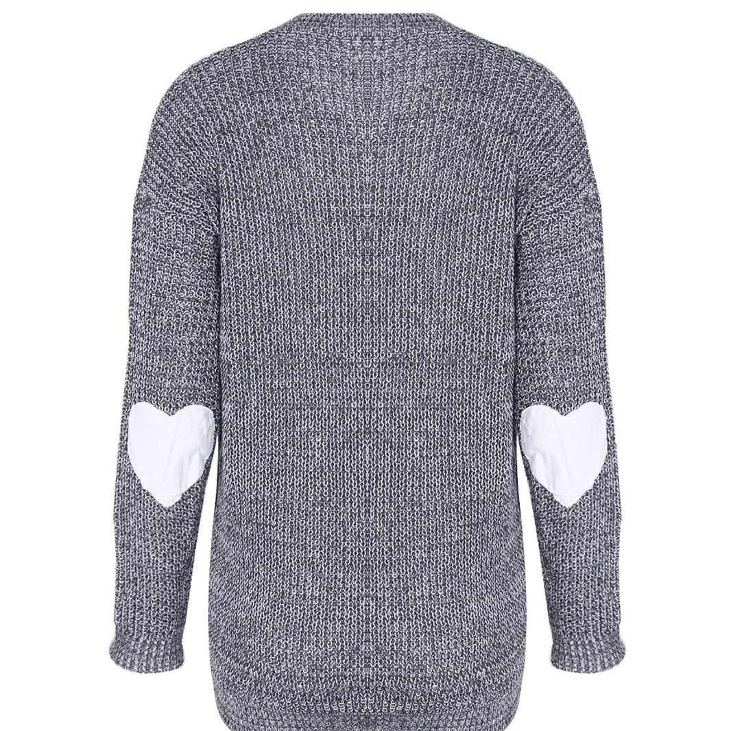 Ladies' Fashionable Knit Sweater with Heart Details