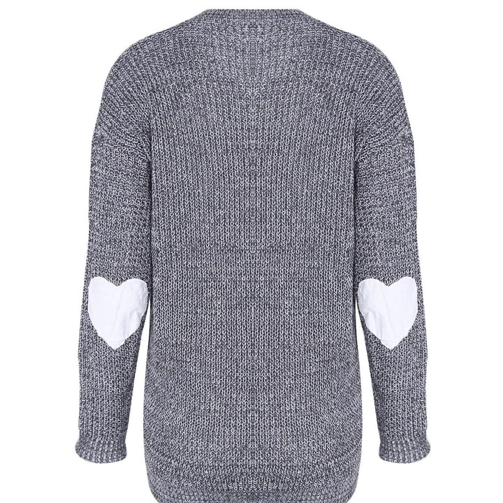Ladies' Fashionable Knit Sweater with Heart Details