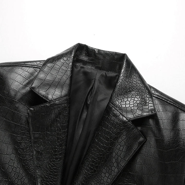 Men's Fashionable Faux Leather Jacket with Elegant Cut Mune Fashion