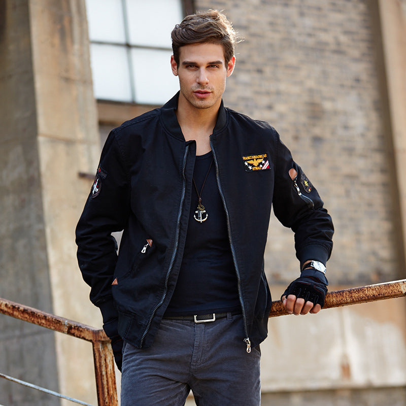 Men's Hooded Canvas Jacket in Military Utility Style with Camouflage Cuff and Ribbed Hem Mune Fashion