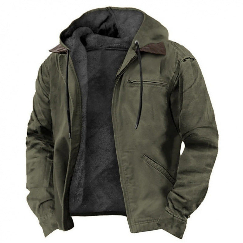 Men's Insulated Field Jacket with Hood and Sherpa Lining Mune Fashion