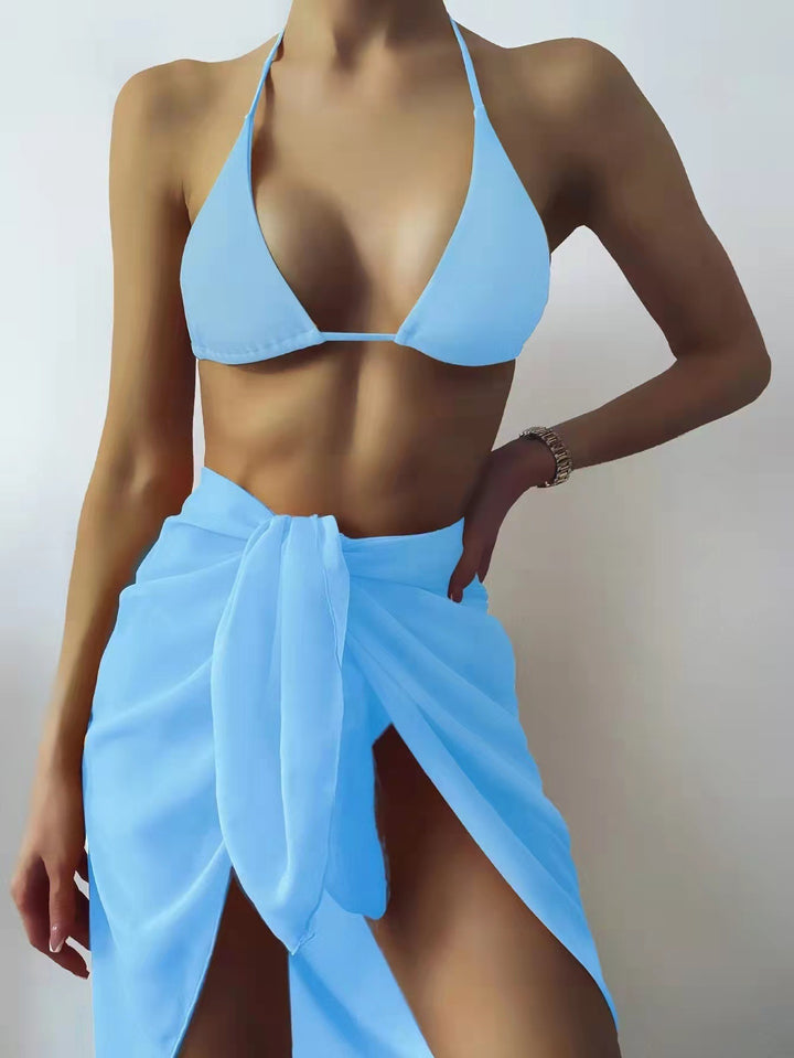 Ladies Bikini Set with sexy triangle top and elegant wrap skirt Mune Fashion
