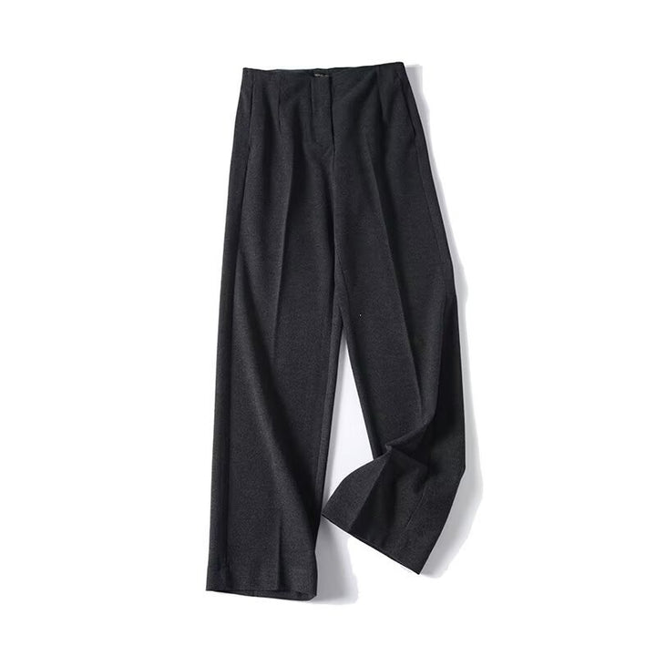 Women's High-Waisted Pleated Trousers with Wide Leg and Classic Tailoring Mune Fashion