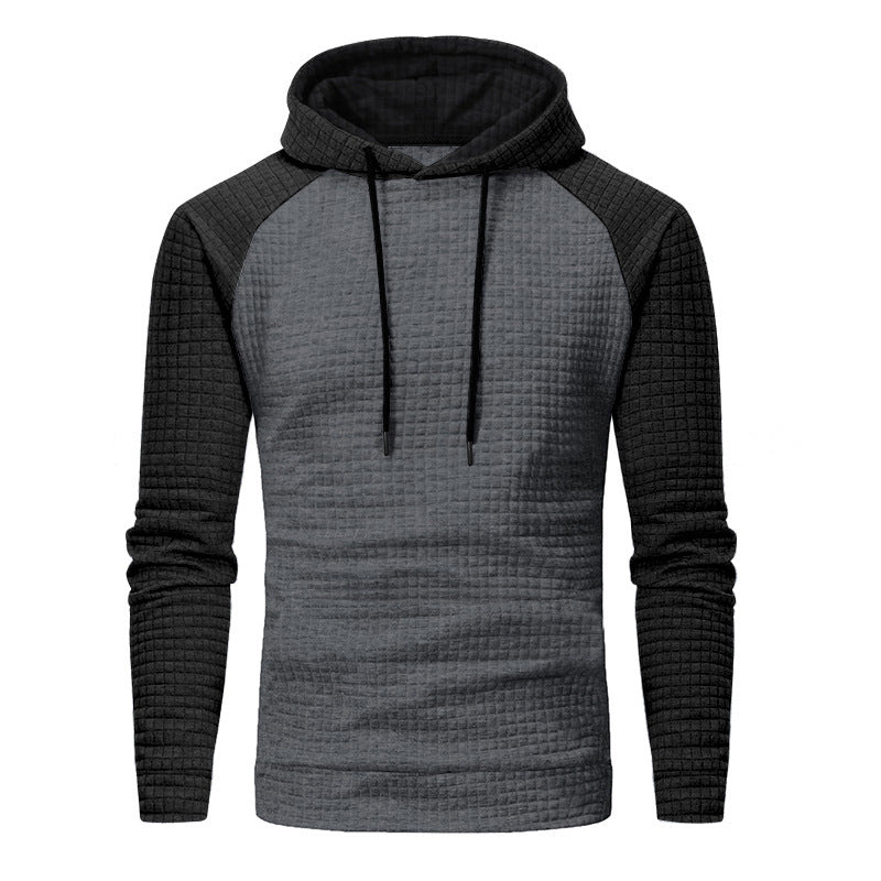 Men's Textured Hooded Sweatshirt with Waffle Structure and Raglan Sleeves Mune Fashion