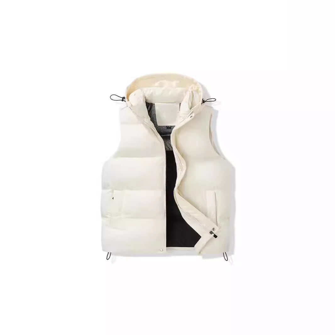 Unisex Padded Hooded Vest with Thermal Insulation and Drawstring Mune Fashion