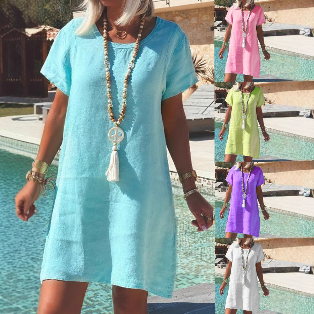 Women's Lightweight Beach Dress Made of Breathable Linen Mune Fashion