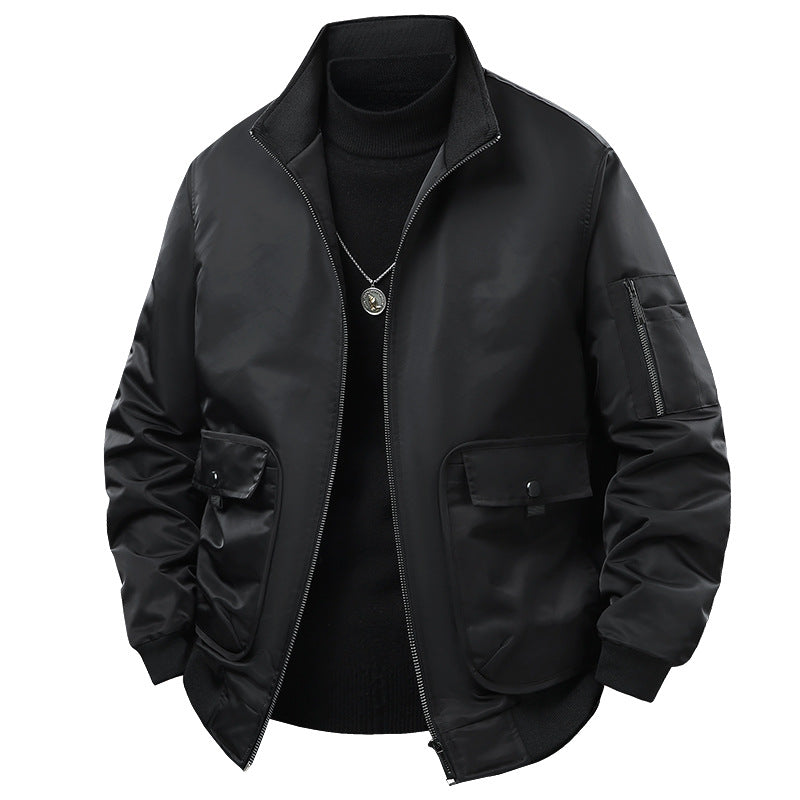 Men's bomber jacket with stand-up collar, utility pockets, and padded thermal insulation Mune Fashion