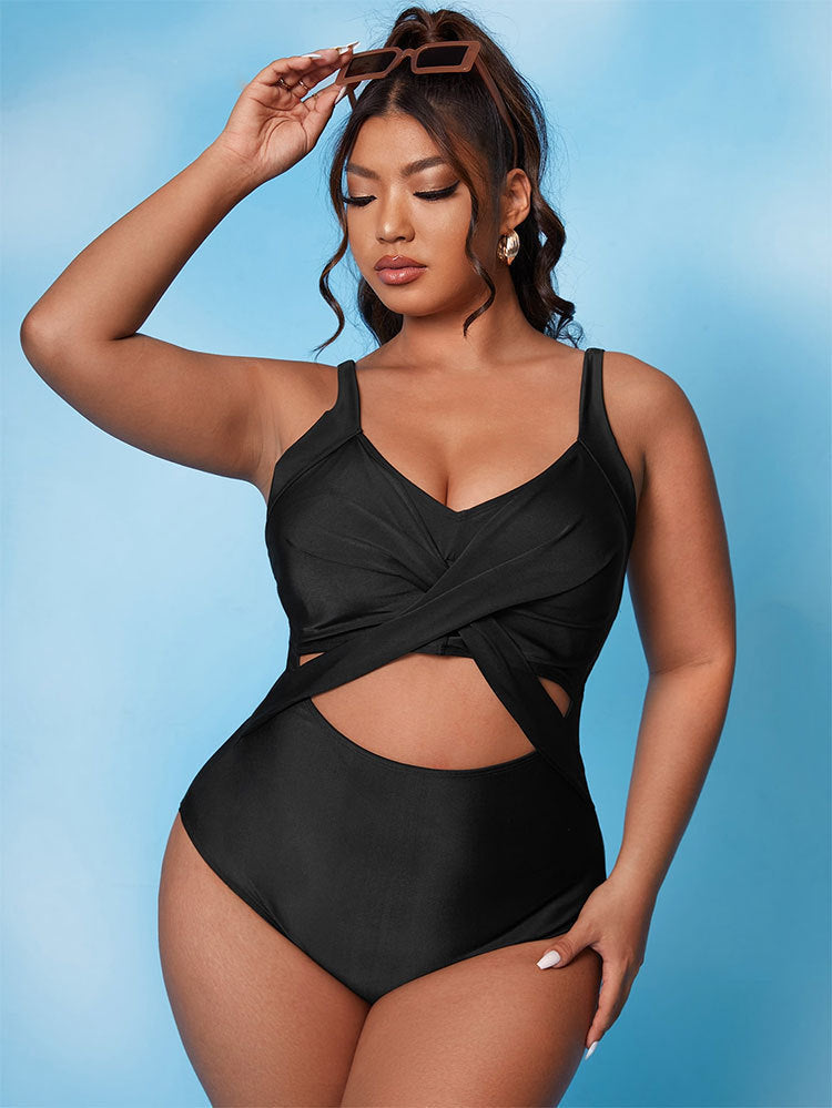 Women's one-piece swimsuit with elegant wrap design and figure-flattering cut-outs Mune Fashion