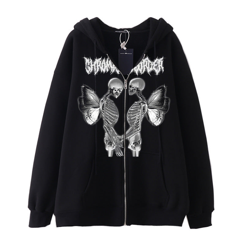 Women's hoodie jacket with full zipper and ribbed heart print Mune Fashion