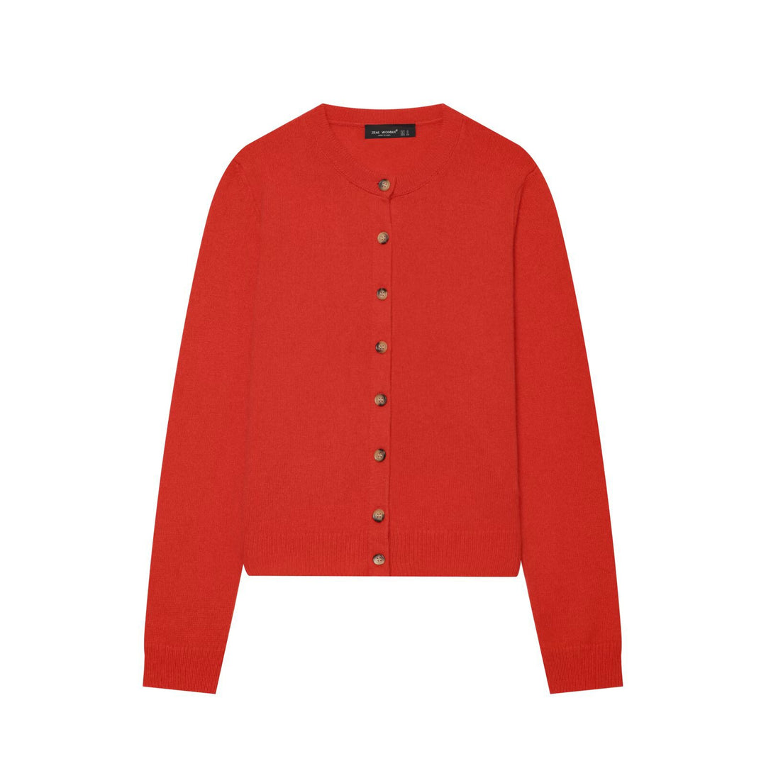 Women's fine knit cardigan with round neckline and full button placket Mune Fashion