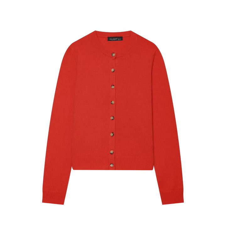 Women's fine knit cardigan with round neckline and full button placket Mune Fashion