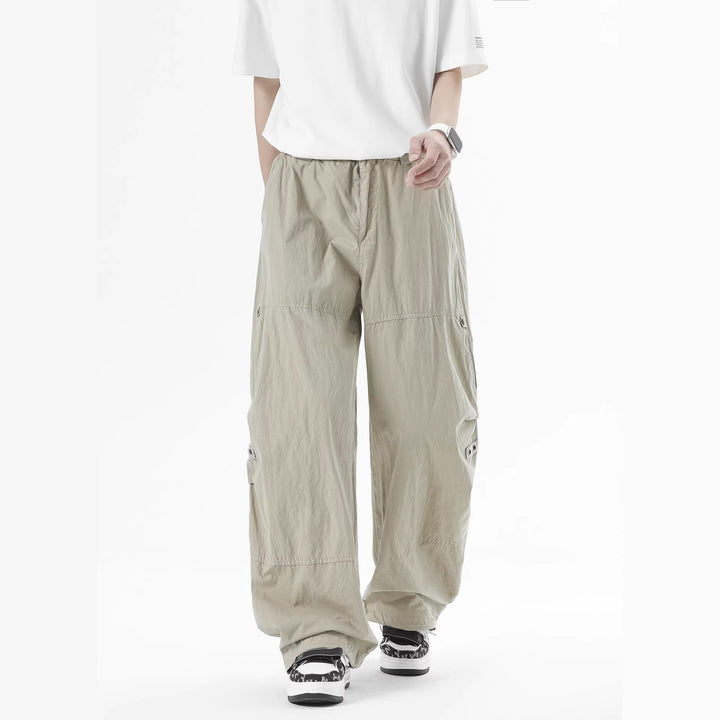 Men's Lightweight Travel Cargo Pants with Elastic Waistband and Adjustable Leg Hem Mune Fashion