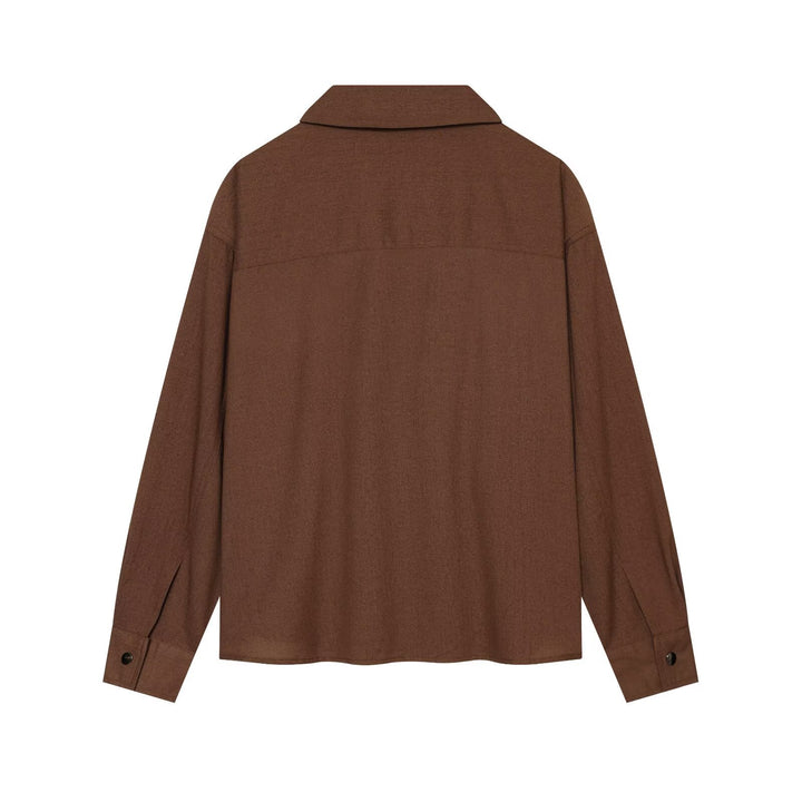 Women's Oversized Shirt Blouse Jacket with Snap Button Placket and Loose Fit Drune