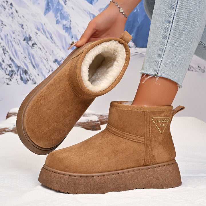 Women Cushioned Platform Ankle Boots in Suede Look with Teddy Lining Mune Fashion