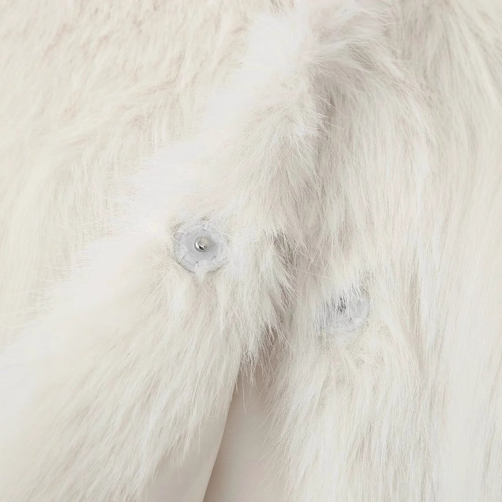 Women’s sleeveless faux fur vest with wide shawl collar, concealed snap button placket and warming lining Mune Fashion