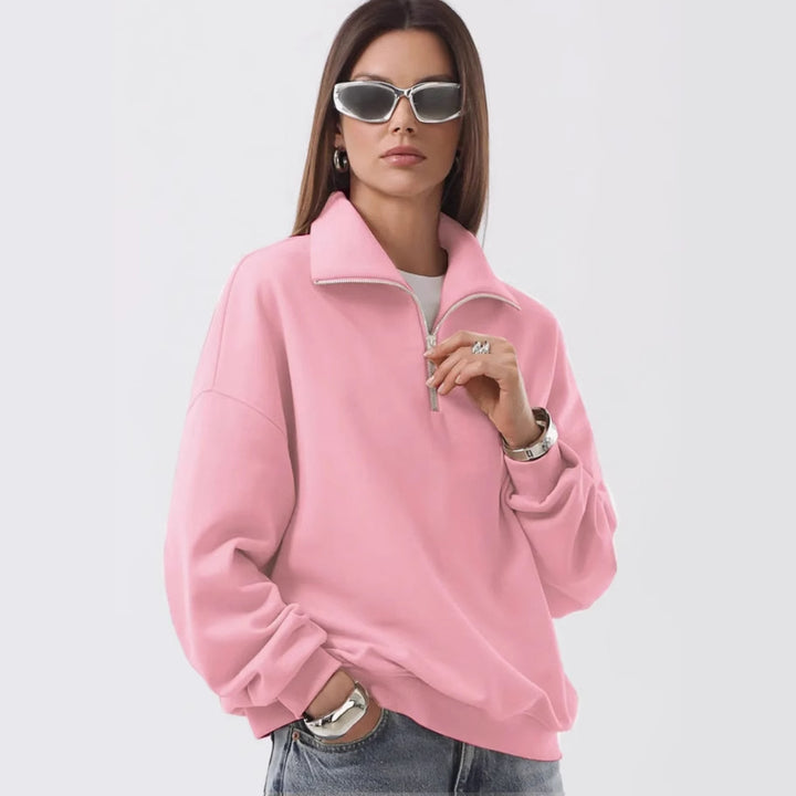 Unisex oversized sweatshirt with half zipper and stand-up collar made of soft cotton blend Mune Fashion