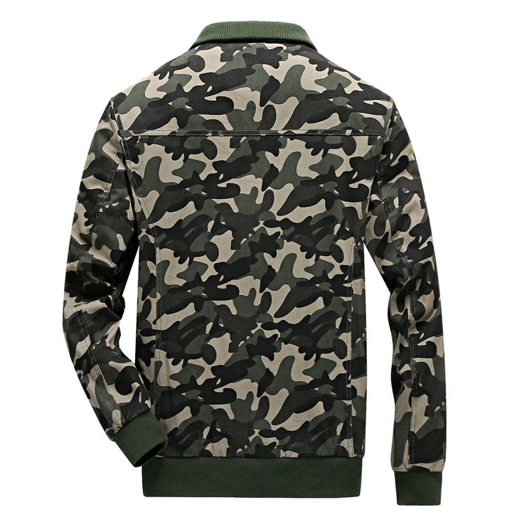Men's Camouflage Field Blouson in Urban Military Style with Ribbed Cuffs and Multiple Pockets Mune Fashion