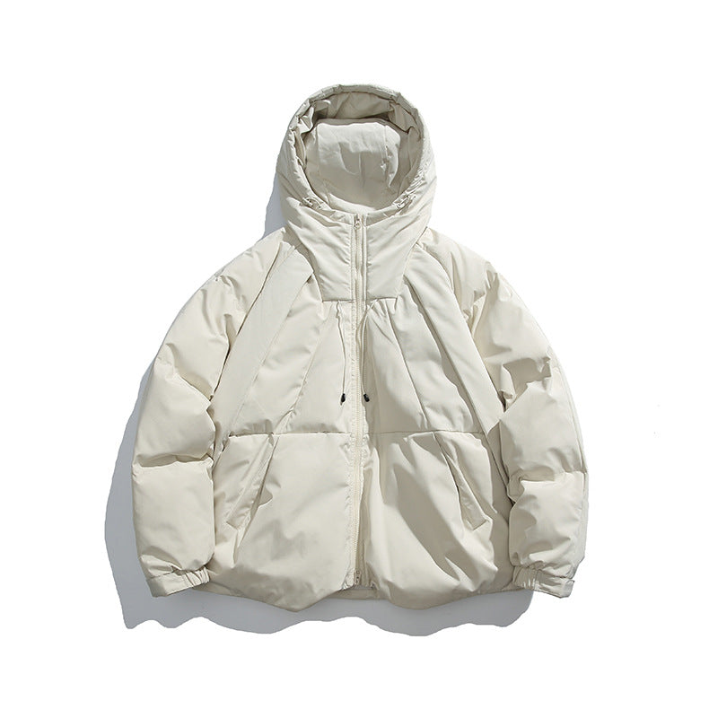 Unisex Boxy-padded hoodie with high stand-up collar and drawstring hem Mune Fashion