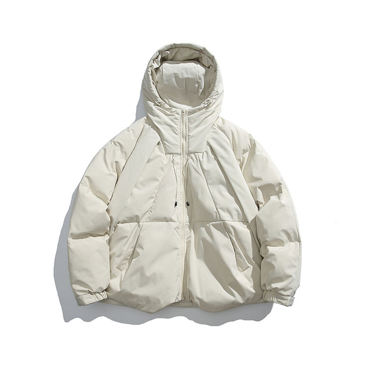 Unisex Boxy-padded hoodie with high stand-up collar and drawstring hem Mune Fashion