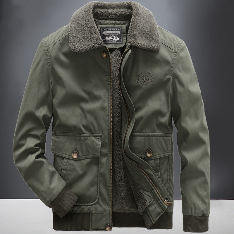 Men's pilot jacket in vintage utility style with teddy inner lining and ribbed cuffs Mune Fashion