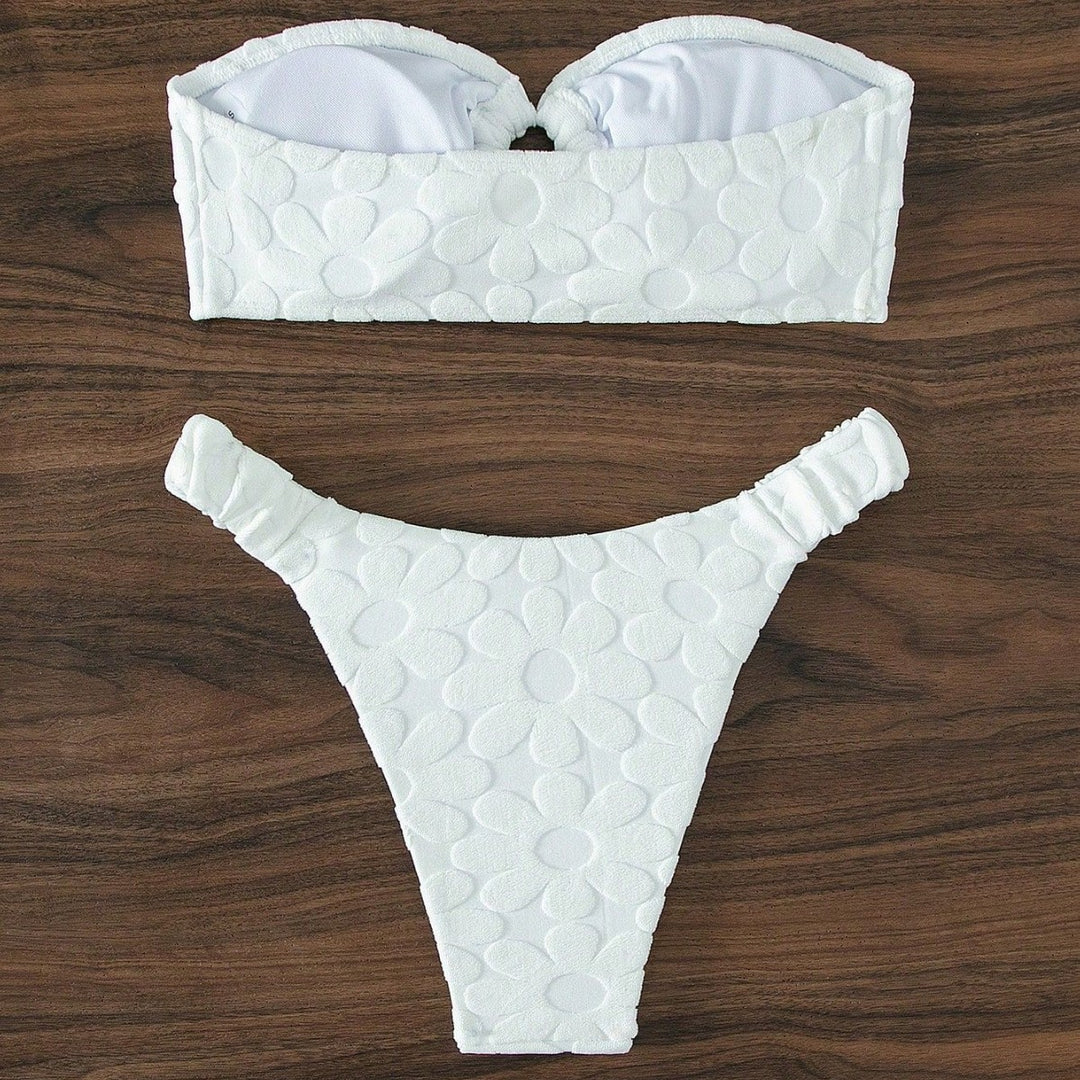 Ladies bandeau bikini with floral texture Mune Fashion