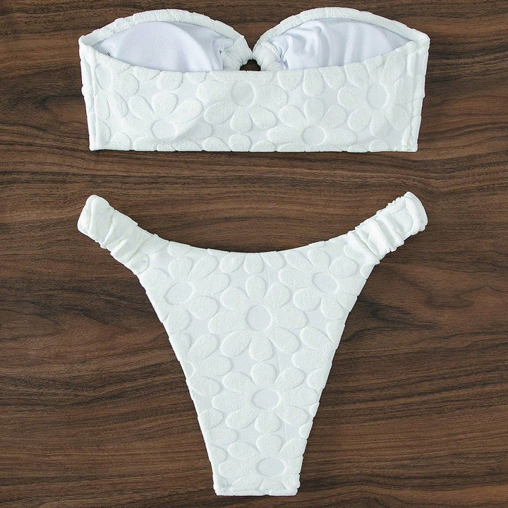 Ladies bandeau bikini with floral texture Mune Fashion