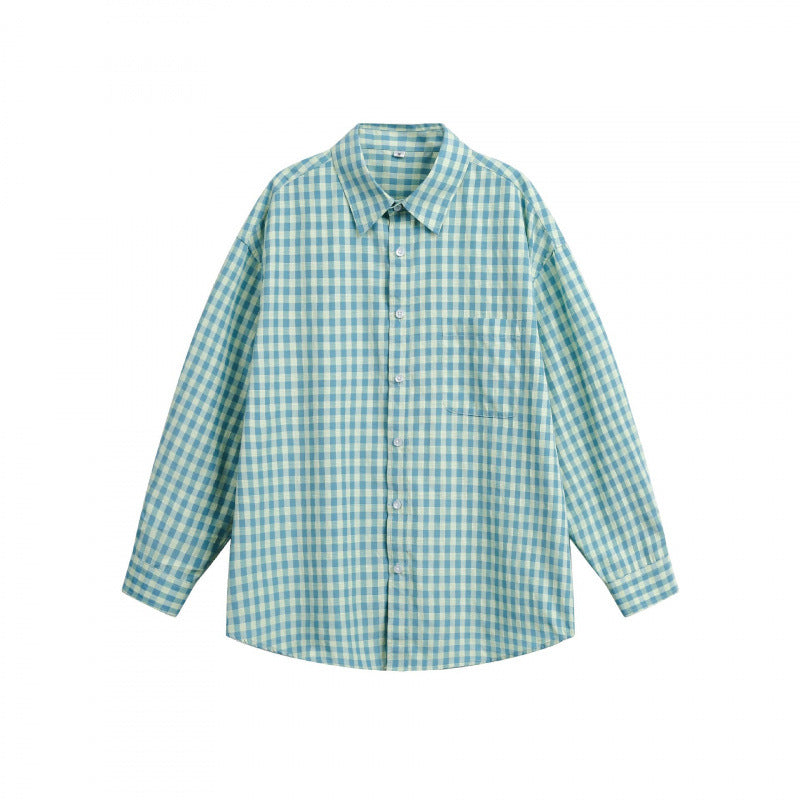 Women’s Loose Oversize Checkered Shirt with Chest Pocket and Rounded Hem Mune Fashion