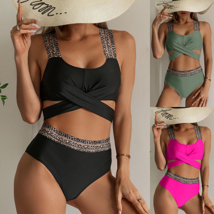 Ladies High-Cut Bikini with Stylish Animal Motif Details Mune Fashion
