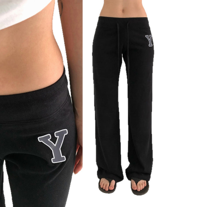Women Soft High-Waist Lounge Pants with Wide Leg, Drawstring and Subtle Brand Embroidery Mune Fashion