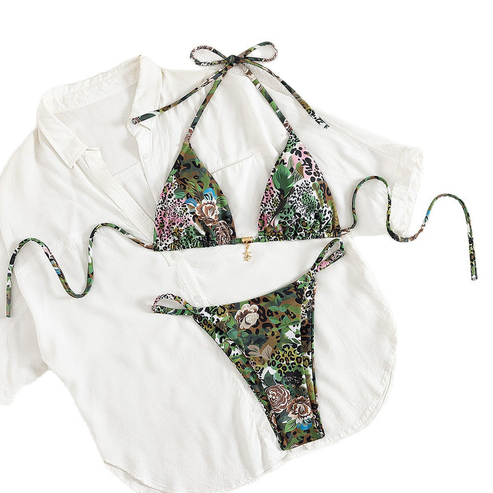 Women Triangle Bikini with Floral Camouflage Design Mune Fashion