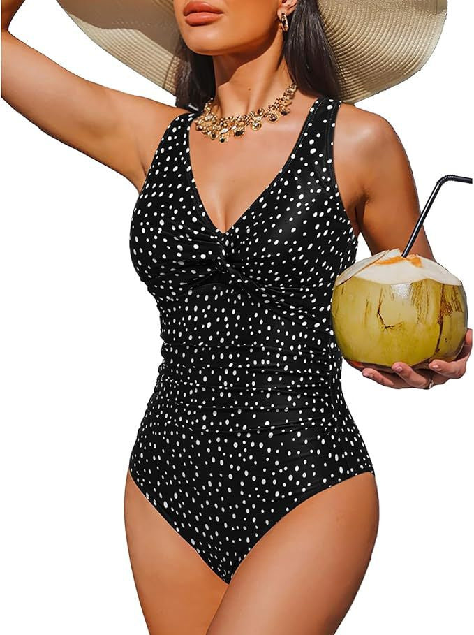Ladies Elegant One-Piece Swimsuit with Fashionable Twist Mune Fashion