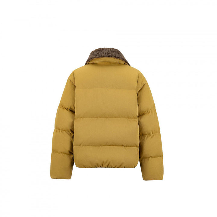 Women's cropped padded bomber jacket with teddy collar and flap pockets Mune Fashion