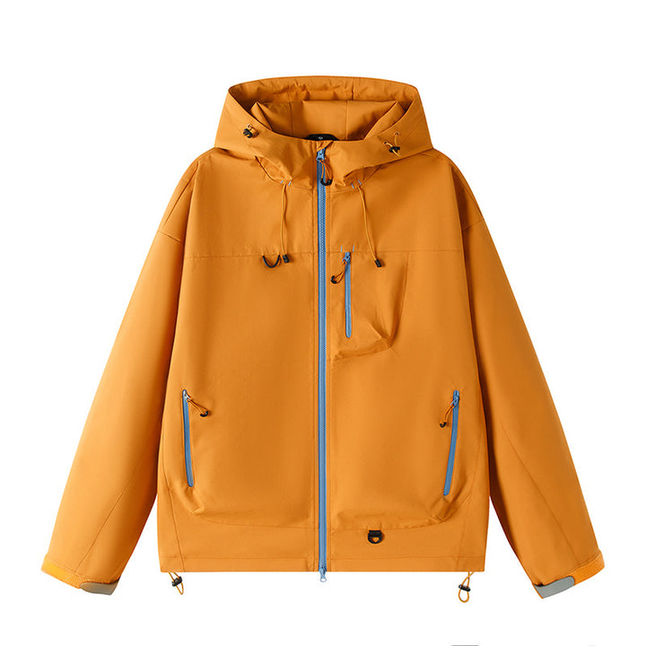 Men's Lightweight Tech Softshell Jacket with Hood, Adjustable Hem and Contrast Zippers Mune Fashion