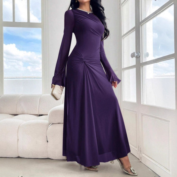 Women's maxi dress with gathered waist and bell sleeves Mune Fashion