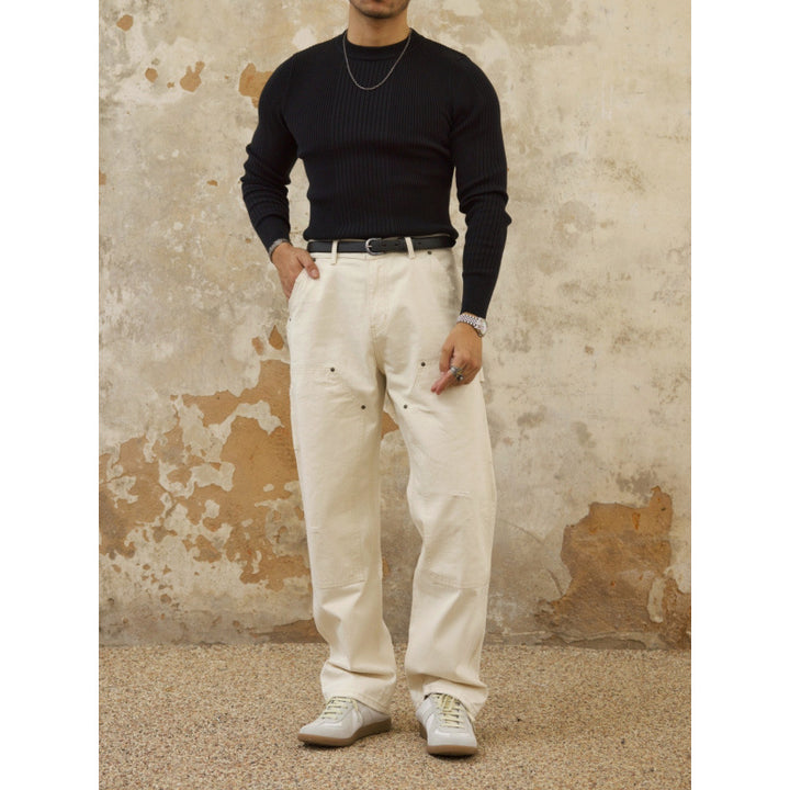 Men's figure-hugging ribbed knit sweater with round neckline Mune Fashion