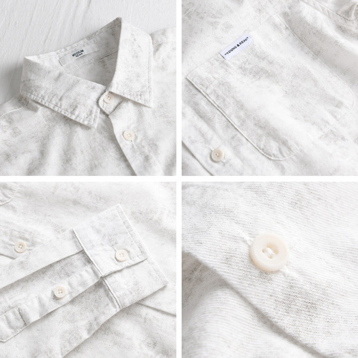Men's Textured Lightweight Long Sleeve Overshirt with Allover Wash and Chest Pocket Mune Fashion