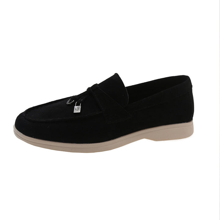 Women's casual suede look slippers with decorative cord, soft comfort insole, and flexible lightweight sole Mune Fashion