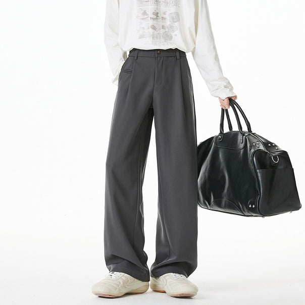 Damen Locker sitzende Bundfalten-Hose mit elastischem Komfortbund und geradem Saum Mune Fashion
