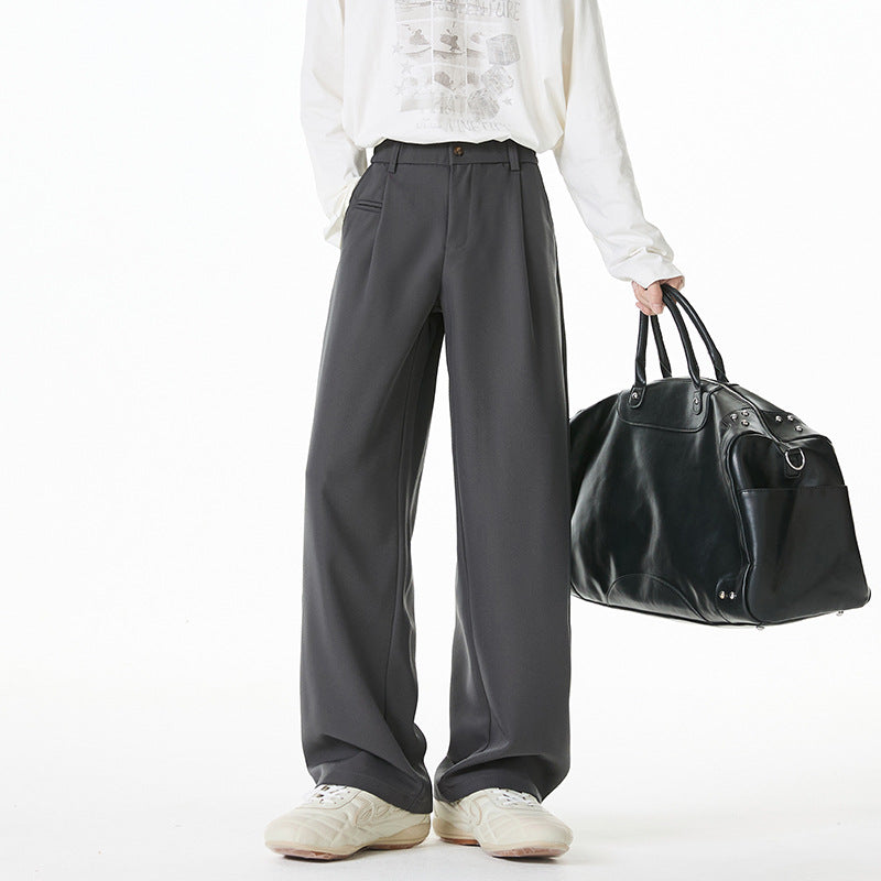 Damen Locker sitzende Bundfalten-Hose mit elastischem Komfortbund und geradem Saum Mune Fashion