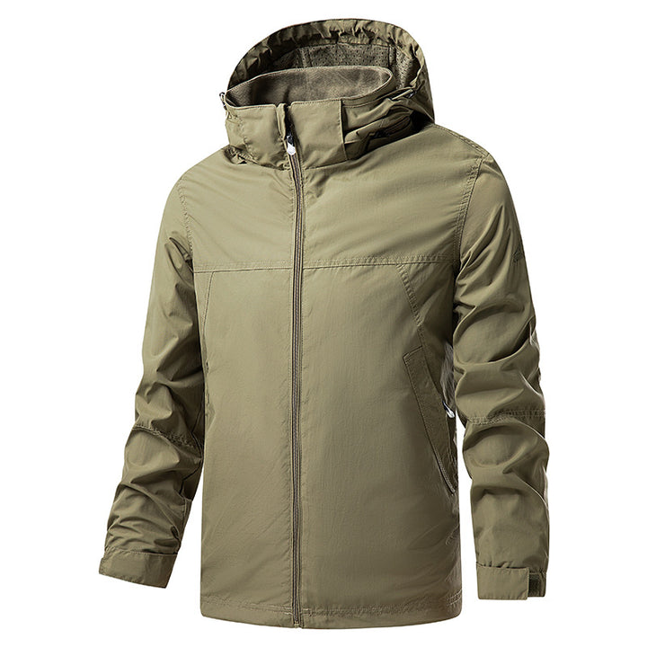 Men's washed canvas bomber jacket with stand-up collar, concealed zipper and side pockets Mune Fashion