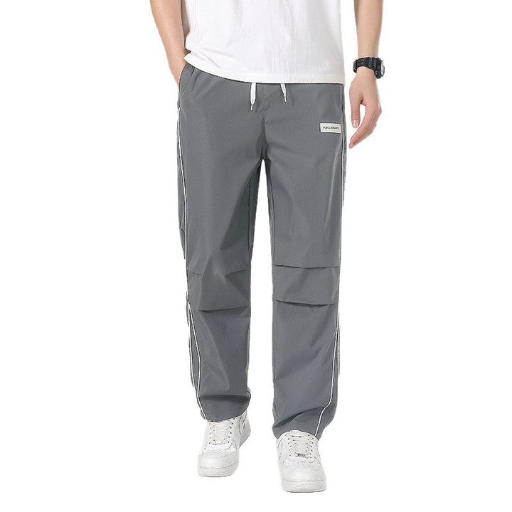 Men's Lightweight Technical Track Pants with Elastic Waistband, Knee Inserts & Side Contrast Piping Mune Fashion