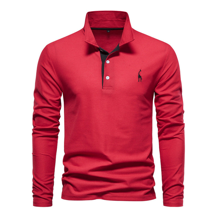 Men's Long Sleeve Polo Shirt with Modern Collar and Breathable Cotton Quality Mune
