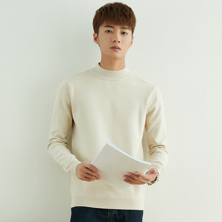 Men's High Neck Pullover in Fine Knit with Slim Fit Mune Fashion