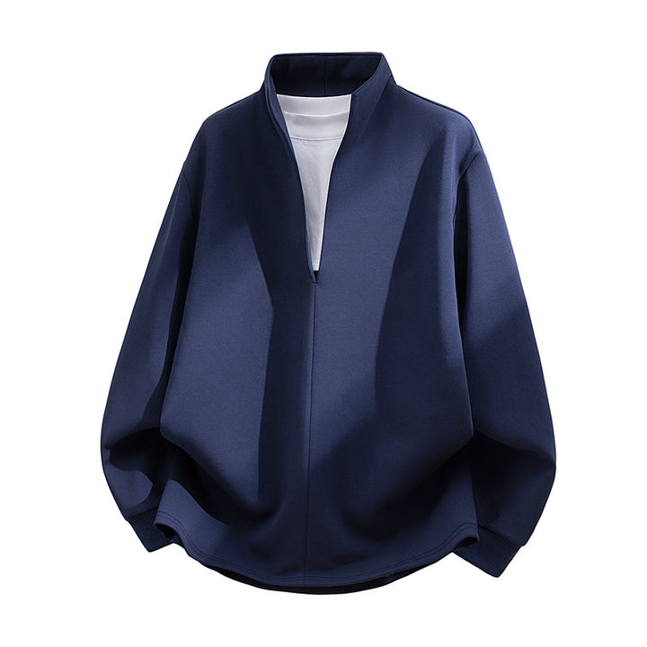 Unisex Oversize Sweatshirt with standing collar, half opening and rounded hem Mune Fashion