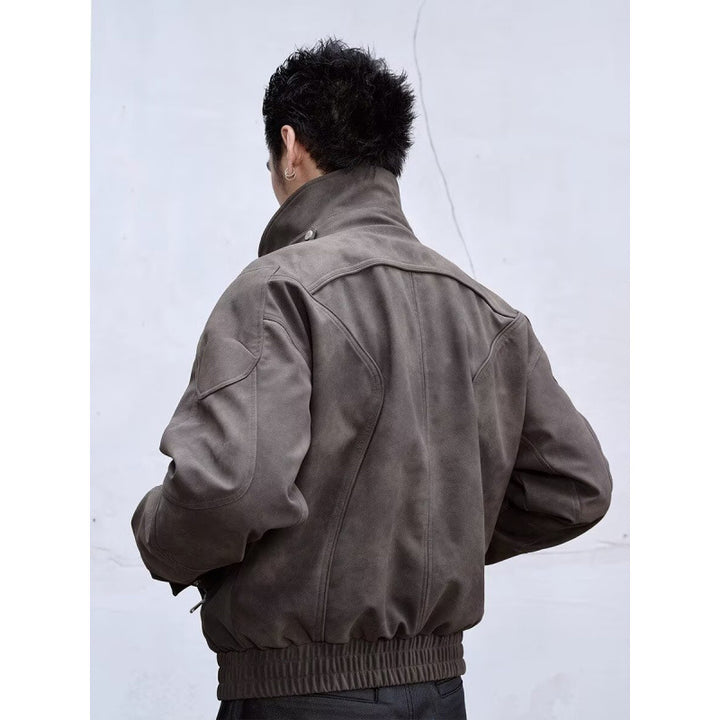 Men's short jacket in suede look with zipper and elastic hem Mune Fashion