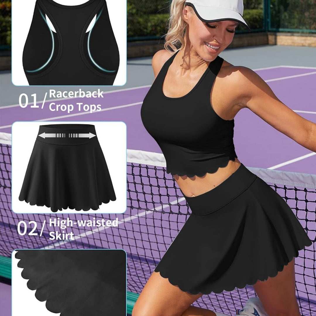 Women's Sporty Tennis Set with Fashionable Hem Mune Fashion