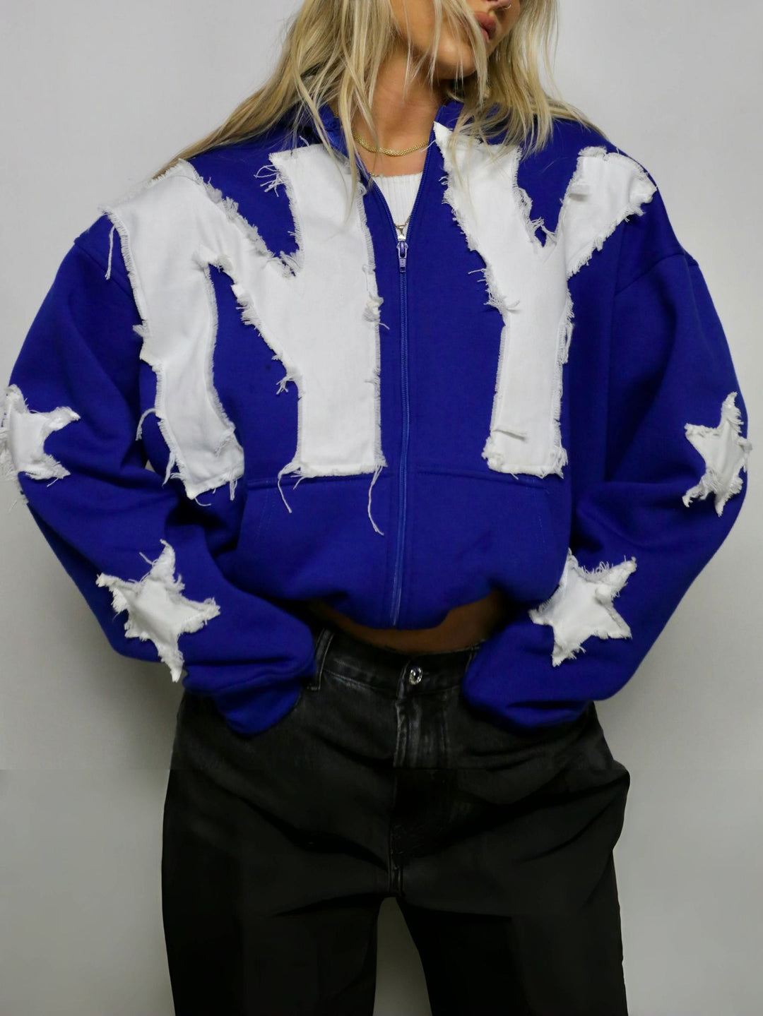 Women's Fashionable Hoodie with Creative Patches